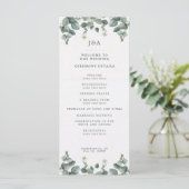 Elegant Waterverf Eucalyptus Wedding Programmakaart (Staand voorkant)