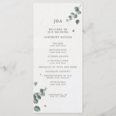 Elegant Waterverf Eucalyptus Wedding Programmakaart (Voorkant)