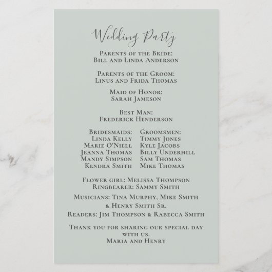 Elegant Waterverf Eucalyptus Wedding Programme (Achterkant)