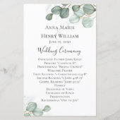 Elegant Waterverf Eucalyptus Wedding Programme (Voorkant)