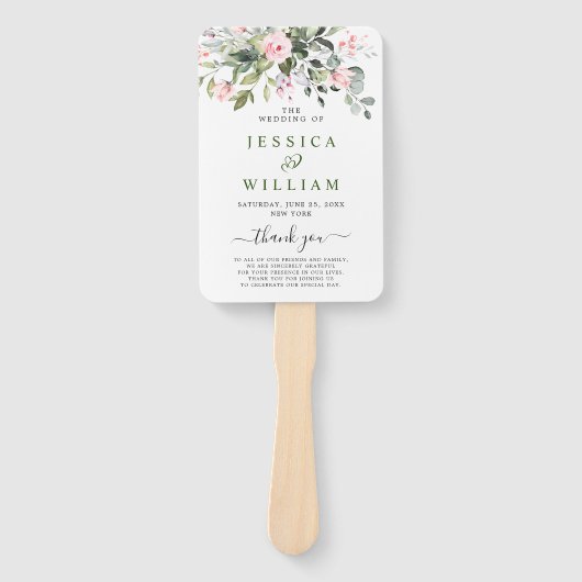 Elegant Waterverf Eucalyptus Wedding Programme Handwaaier (Voorkant)