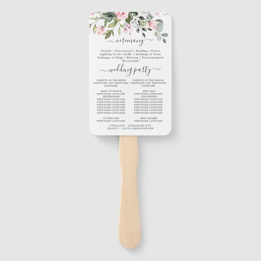 Elegant Waterverf Eucalyptus Wedding Programme Handwaaier (Achterkant)