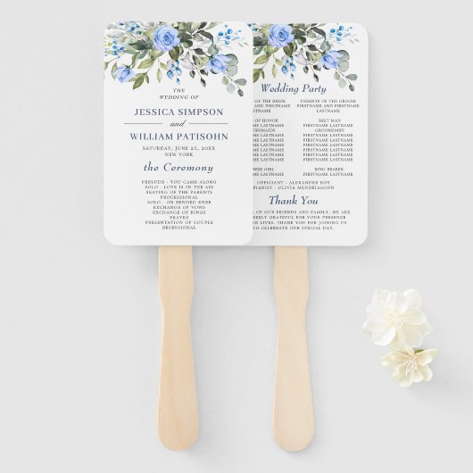 Elegant Waterverf Eucalyptus Wedding Programme Handwaaier (Voorkant en achterkant)