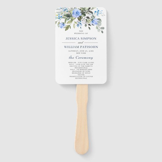 Elegant Waterverf Eucalyptus Wedding Programme Handwaaier (Voorkant)