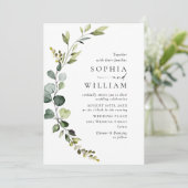 Elegant Waterverf Eucalyptus Wedding QR code Kaart (Staand voorkant)