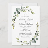 Elegant Waterverf Eucalyptus Wedding QR code Kaart (Voorkant)