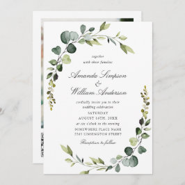 Elegant Waterverf Eucalyptus Wedding QR code Kaart