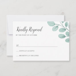 Elegant Waterverf Eucalyptus Wedding RSVP Kaartje