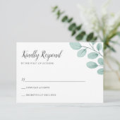 Elegant Waterverf Eucalyptus Wedding RSVP Kaartje (Staand voorkant)