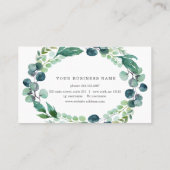 Elegant Waterverf Eucalyptus Wreath Visitekaartje (Achterkant)