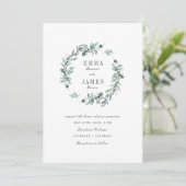 Elegant Waterverf Eucalyptus Wreath Wedding Kaart (Staand voorkant)