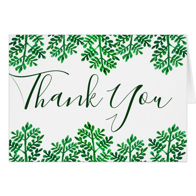 Elegant Waterverf Fern Foliage Hartelijk dank (Voorkant Horizontaal)