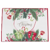 Elegant Waterverf Festive Decorations kerst Groot Cadeauzakje (Voorkant)