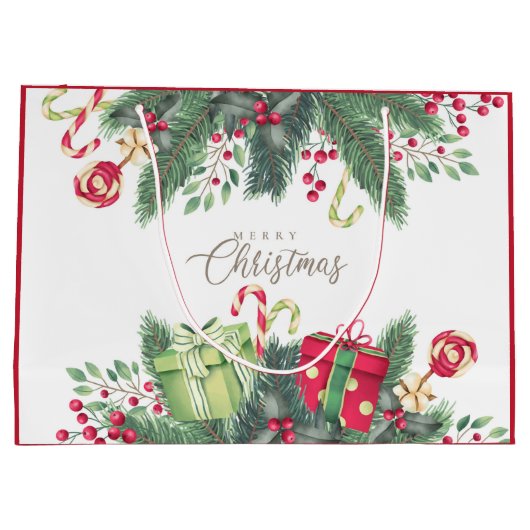 Elegant Waterverf Festive Decorations kerst Groot Cadeauzakje (Achterkant)