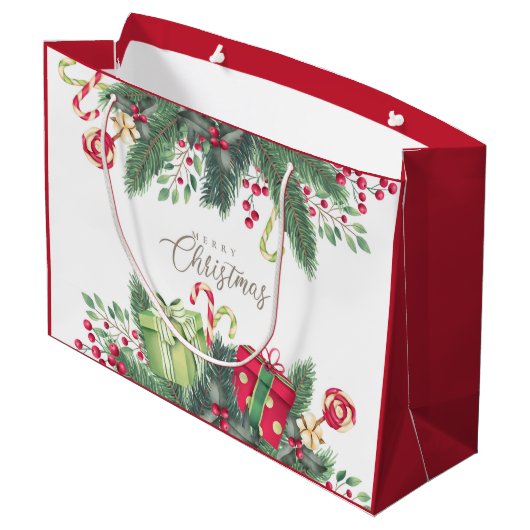 Elegant Waterverf Festive Decorations kerst Groot Cadeauzakje (Achterkant Gekanteld)