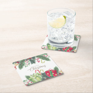Elegant Waterverf Festive Decorations kerst Kartonnen Onderzetters