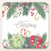 Elegant Waterverf Festive Decorations kerst Kartonnen Onderzetters (Voorkant)