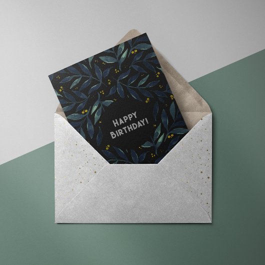 Elegant waterverf filialen Birthday Kaart