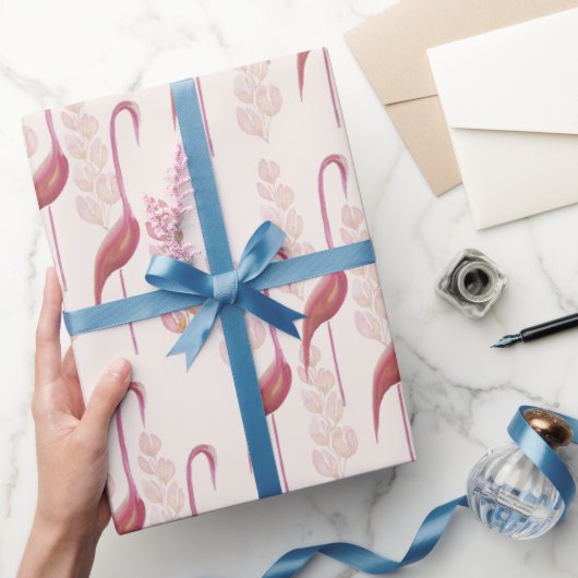 Elegant Waterverf, flamingos, goud en roze Cadeaupapier (Geschenken)