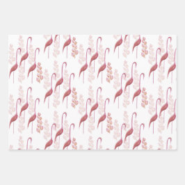 Elegant Waterverf, flamingos, goud en roze Inpakpapier Vel