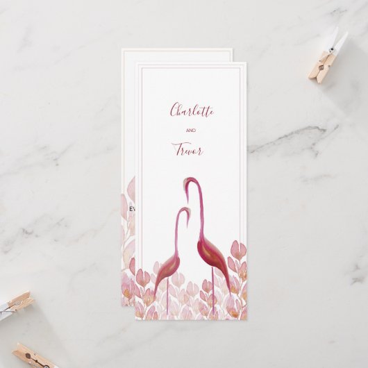 Elegant Waterverf, flamingos, goud en roze Kaart (Voorkant / Achterkant in situ)