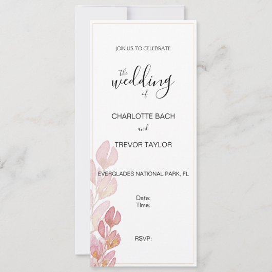 Elegant Waterverf, flamingos, goud en roze Kaart (Achterkant)