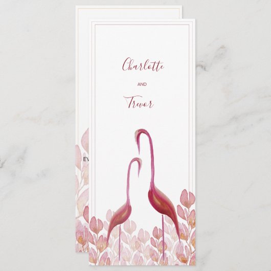 Elegant Waterverf, flamingos, goud en roze Kaart (Voorkant / Achterkant)