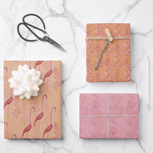 Elegant Waterverf flamingos, goud en roze wrappi Inpakpapier Vel (Voorkant)