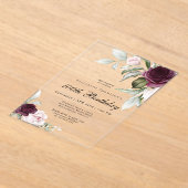 Elegant Waterverf Floral 100th Birthday Acryl Uitnodigingen (Laagn)