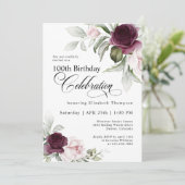 Elegant Waterverf Floral 100th Birthday Kaart (Staand voorkant)