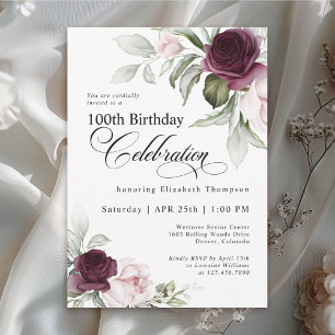 Elegant Waterverf Floral 100th Birthday Kaart
