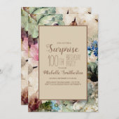 Elegant Waterverf Floral 100th Birthday Kaart (Voorkant / Achterkant)