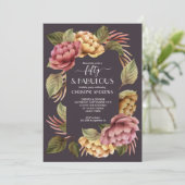 Elegant Waterverf Floral 50th Birthday Party Kaart (Staand voorkant)