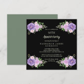 Elegant Waterverf Floral 50th Wedding Jubileum Kaart (Voorkant / Achterkant)