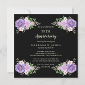 Elegant Waterverf Floral 50th Wedding Jubileum Kaart (Voorkant)
