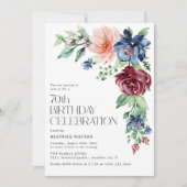 Elegant Waterverf Floral 70th Birthday Kaart (Voorkant)