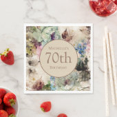 Elegant Waterverf Floral 70th Birthday Servet (Insitu)