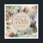 Elegant Waterverf Floral 70th Birthday Servet<br><div class="desc">Elegant 70e verjaardagsfeestje papier servetten ontworpen met prachtige waterverf floral in tinten roze,  blauw en bruin,  aangepast aan jouw naam en leeftijd. De tekst is volledig klantgericht,  zodat kunnen deze papieren servetten voor om het even welke leeftijd worden ontworpen.</div>