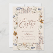 Elegant Waterverf Floral 80th Birthday Kaart (Voorkant)