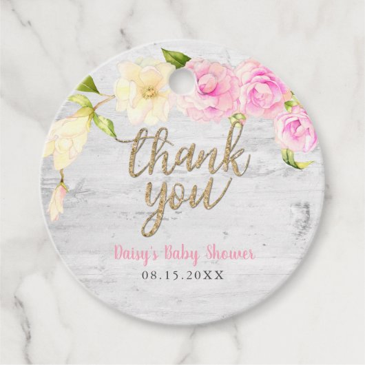 Elegant Waterverf Floral Baby shower Bedankjes Labels (Voorkant)