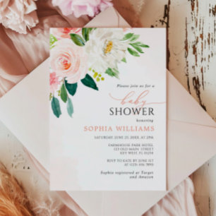 Elegant Waterverf Floral Baby shower Kaart