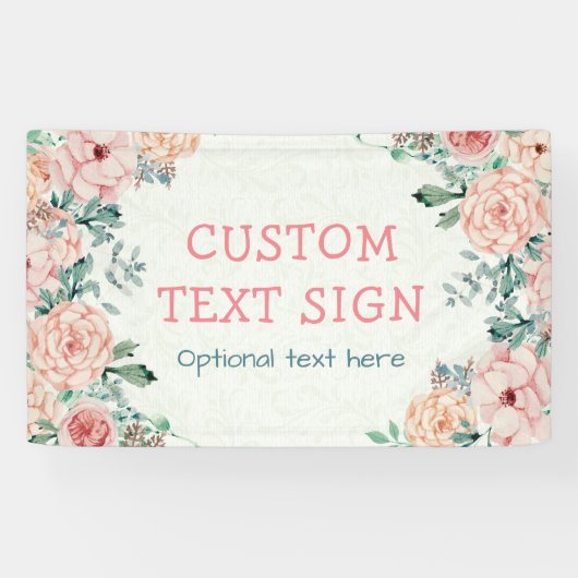 Elegant  Waterverf Floral Baby shower Sign. Spandoek (Horizontaal)
