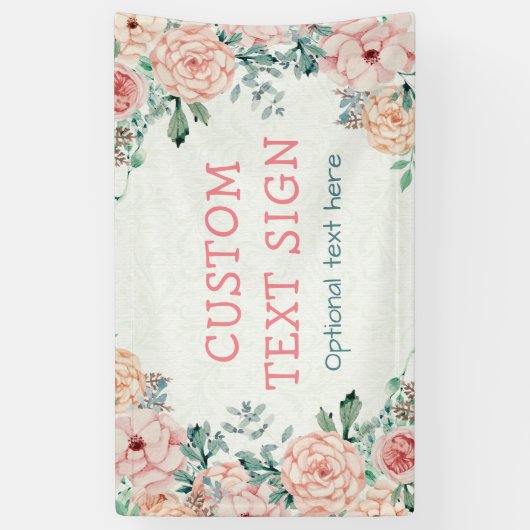 Elegant  Waterverf Floral Baby shower Sign. Spandoek (Verticaal)