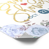 Elegant Waterverf Floral Baby shower Welkomstteken Poster (Hoek)