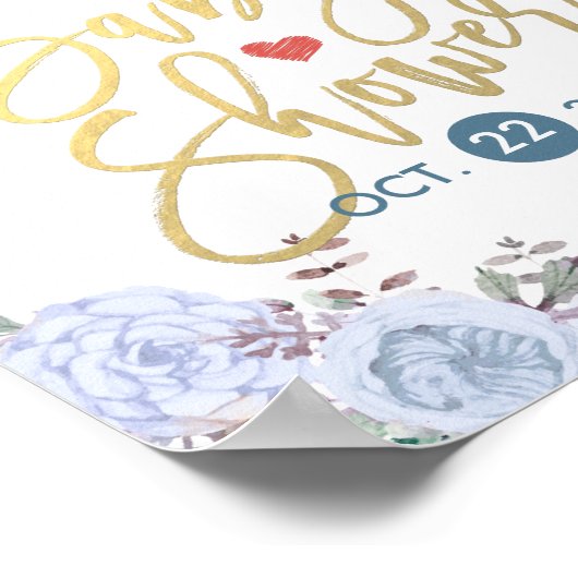 Elegant Waterverf Floral Baby shower Welkomstteken Poster (Hoek)