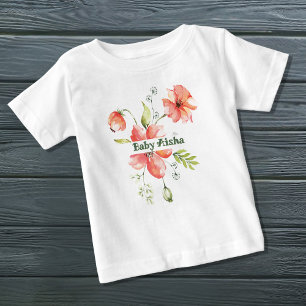Elegant Waterverf Floral Baby T-shirt   Nieuwe bab