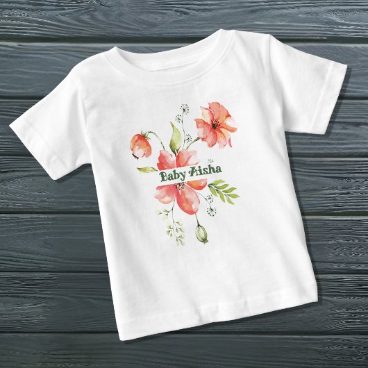 Elegant Waterverf Floral Baby T-shirt | Nieuwe bab
