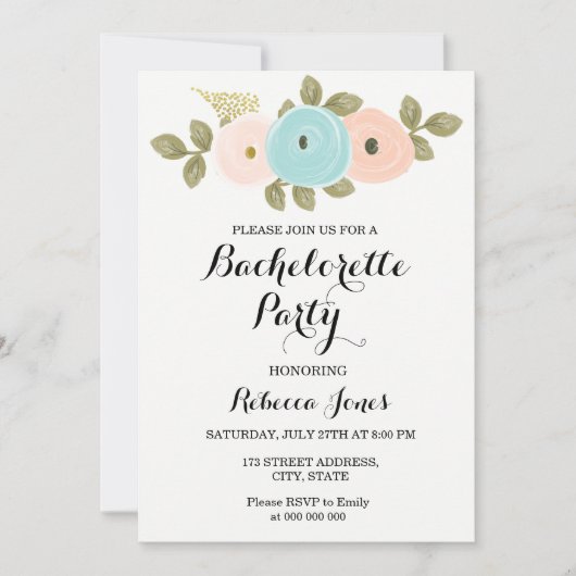 Elegant Waterverf Floral Bachelorette Kaart (Voorkant)