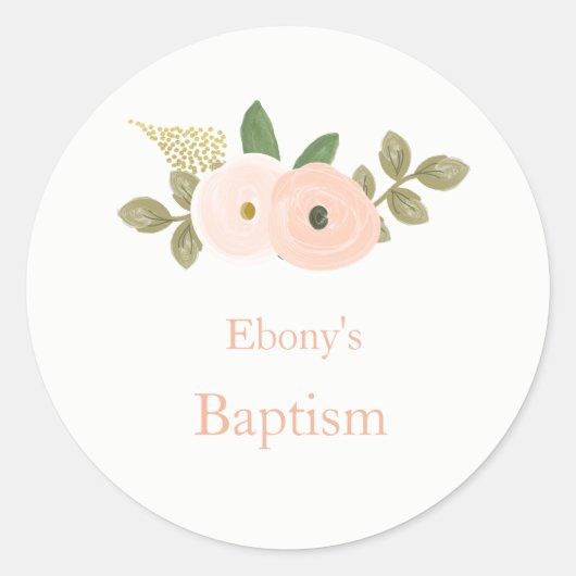 Elegant Waterverf Floral Baptism Sticker (Voorkant)