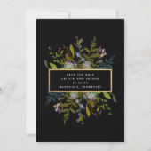 Elegant Waterverf Floral Black Achtergrond Foto S Save The Date (Voorkant)